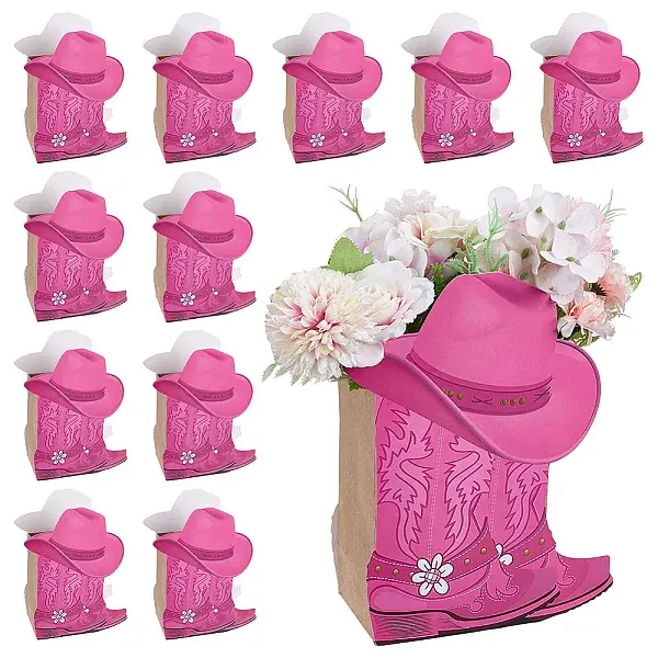 Western Cowboy Boot Folding Floral Bouquet Paper Boxes