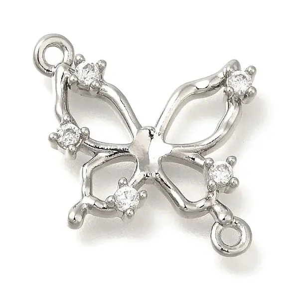 Brass Pave Clear Cubic Zirconia Connector Charms