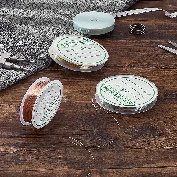 3 Rolls 3 Colors Round Copper Wire