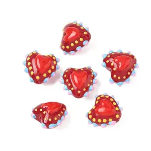 Baking Painted Glass Bumpy Beads Heart