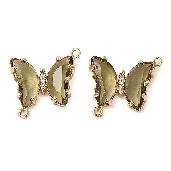 Brass Pave Faceted Glass Connector Charms