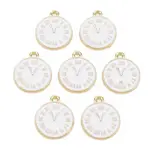 Clock Alloy Enamel Pendants