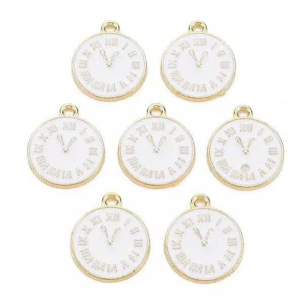 Clock Alloy Enamel Pendants
