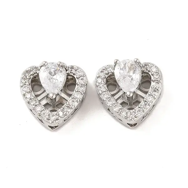 Brass Micro Pave Clear Cubic Zirconia Beads