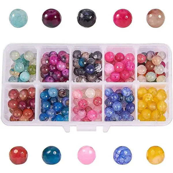 Dyed Natural Agate Faceted Round Beads