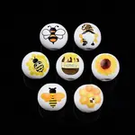 Bees Theme Printed Wooden Beads