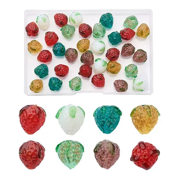 35Pcs 7 Style Handamde Bumpy Lampwork Beads