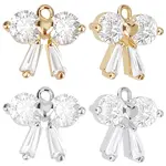 12Pcs 2 Colors Brass with Clear Cubic Zirconia Charms