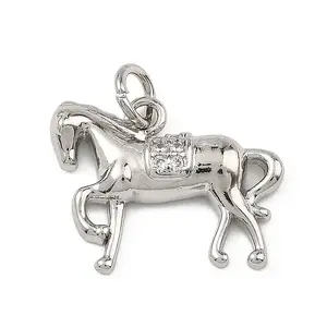 Brass Micro Pave Clear Cubic Zirconia Pendants