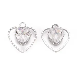 Brass Micro Pave Clear Cubic Zirconia Pendants