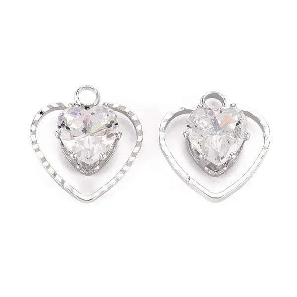 Brass Micro Pave Clear Cubic Zirconia Pendants