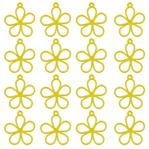 50Pcs Hollow Spray Painted Alloy Pendants