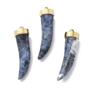 Natural Sodalite Horn Pendants