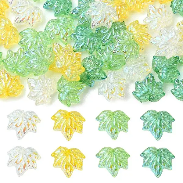 40Pcs 4 Colors Electroplate Transparent Glass Beads