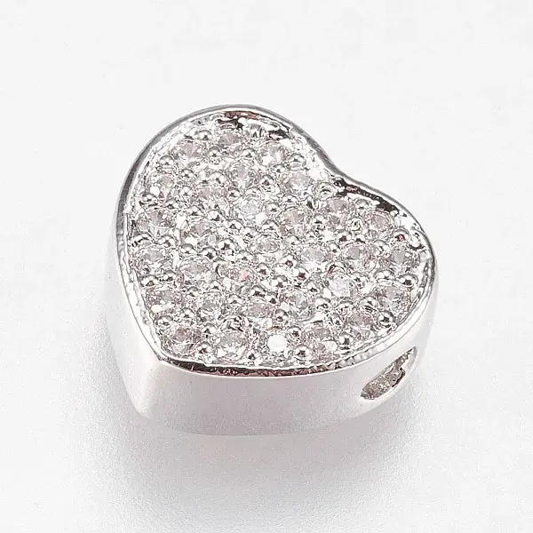 Brass Micro Pave Cubic Zirconia Beads