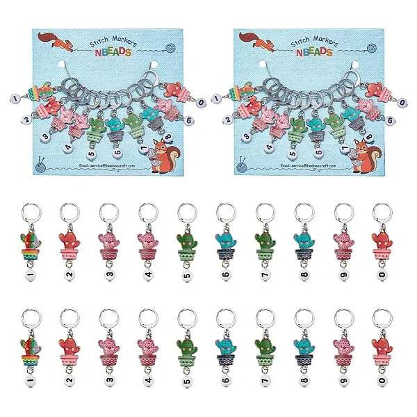 Alloy Enamel Cactus Pendant Locking Stitch Markers