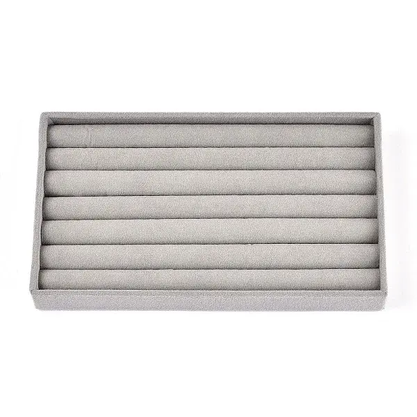6-Slot Rectangle Velvet Wedding Ring Storage Display Trays