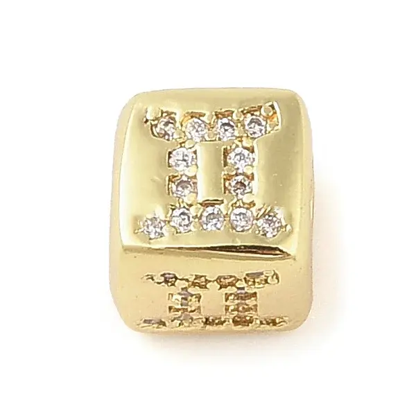 Brass Micro Pave Clear Cubic Zirconia European Beads