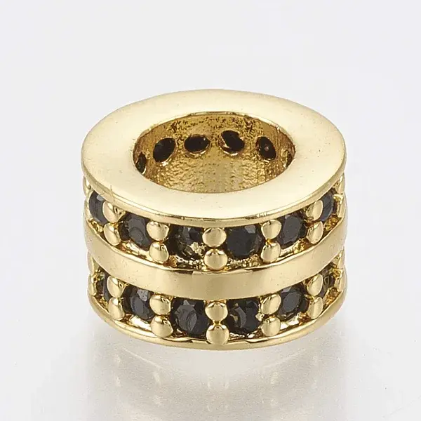 Brass Micro Pave Cubic Zirconia Beads