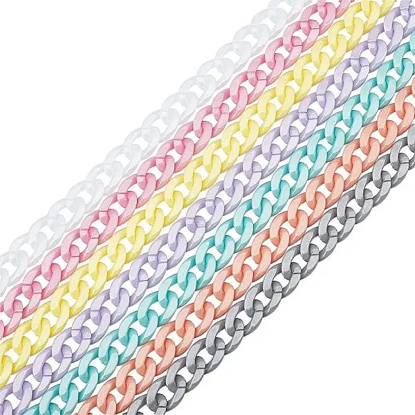 7 Strands 7 Colors Handmade Opaque Acrylic Curb Chains