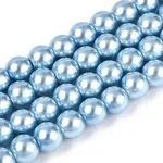 Baking Paint Pearlized Glass Pearl Round Bead Strands