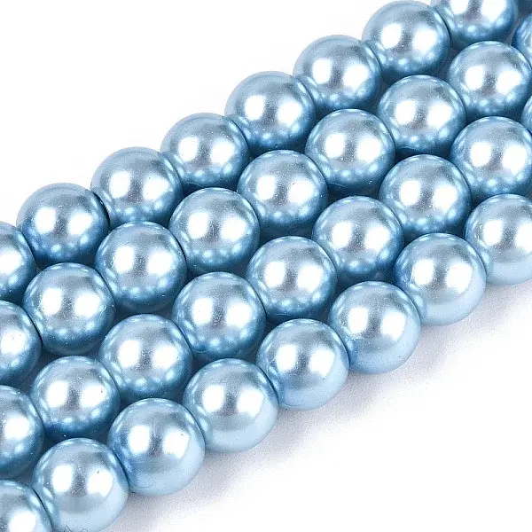 Baking Paint Pearlized Glass Pearl Round Bead Strands