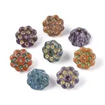 Picasso Baking Paint & Golden Metal Enlaced Glass Beads