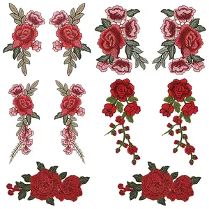 10Pcs 5 Styles Handmade Polyester Embroidered Lace Flower