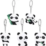 5Pcs 5 Style Silicone Panda Keychain