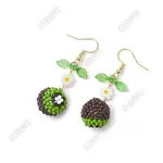 Kiwi Glass Seed Beaded Dangle Earrings