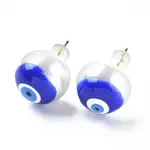 Natural Shell Evil Eye Stud Earrings with Enamel
