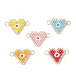 Glass Seed Beaded Evil Eye Heart Links Connector Charms