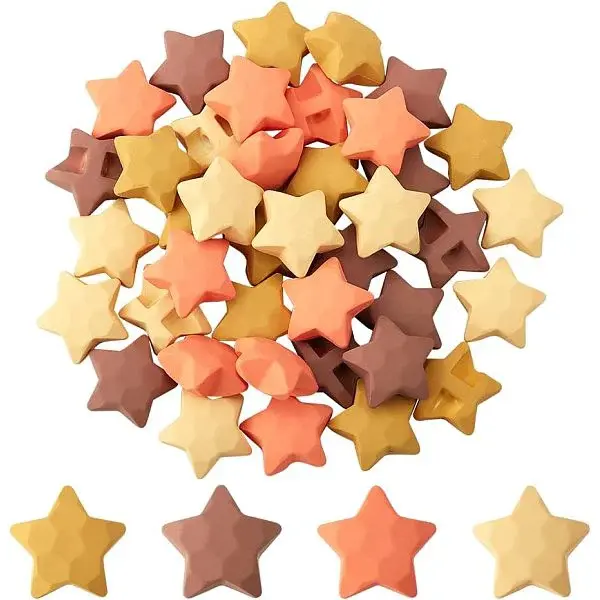 40Pcs 4 Style Rubberized Style Opaque Acrylic Beads