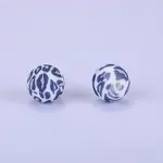 Printed Round with Leopard Print Pattern Silicone Focal Beads