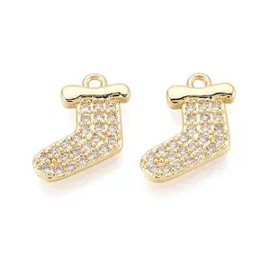 Brass Micro Pave Clear Cubic Zirconia Pendants