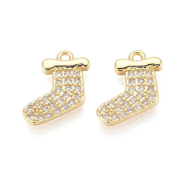 Brass Micro Pave Clear Cubic Zirconia Pendants