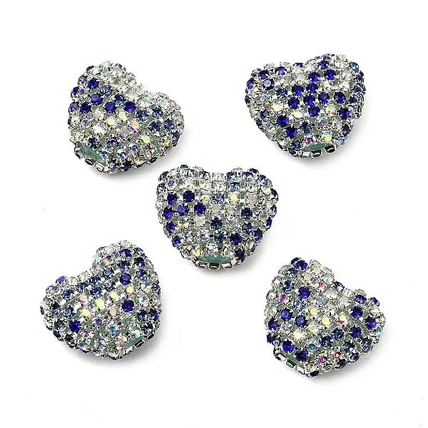 Sparkling Acrylic Heart Beads with Rhinestone Embellishment