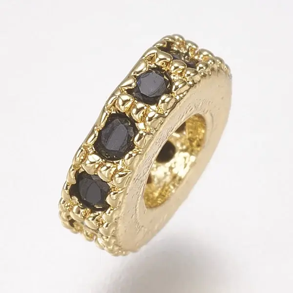 Brass Micro Pave Cubic Zirconia Bead Spacers