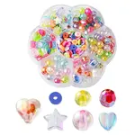 285Pcs 7 Style Mixed Style Transparent Acrylic & Handmade Polymer Clay Beads