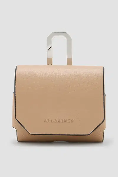 Kožené pouzdro na airpod AllSaints AIRPOD béžová barva, W275XC