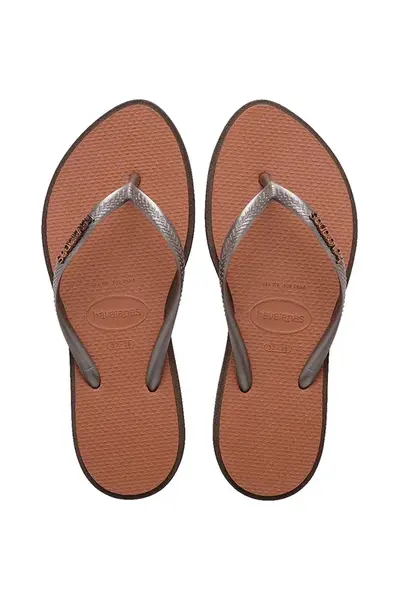 Žabky Havaianas SLIM POINT dámské, hnědá barva, 4149584.0727