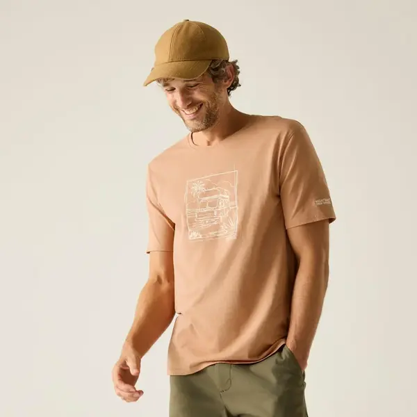 Pánské bavlněné tričko regatta cline ix béžová m