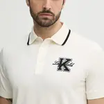 Polo tričko Karl Lagerfeld béžová barva, s aplikací, 552221.745015