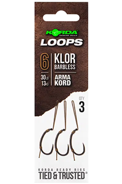 Korda hotové montáže loop rigs klor barbless - háček 6 nosnost 30 lb