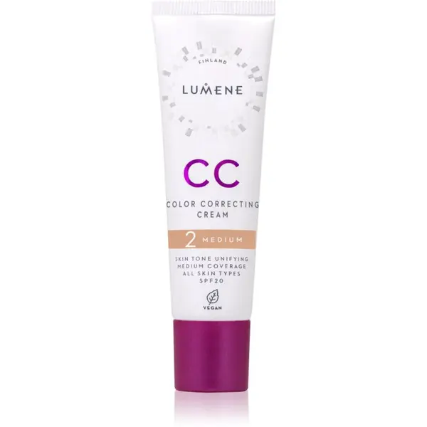 Lumene CC Color Correcting Cream CC krém pro jednotný tón pleti SPF 20 odstín 2 Medium (Cool) 30 ml