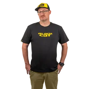 Black cat tričko logo black t-shirt - l