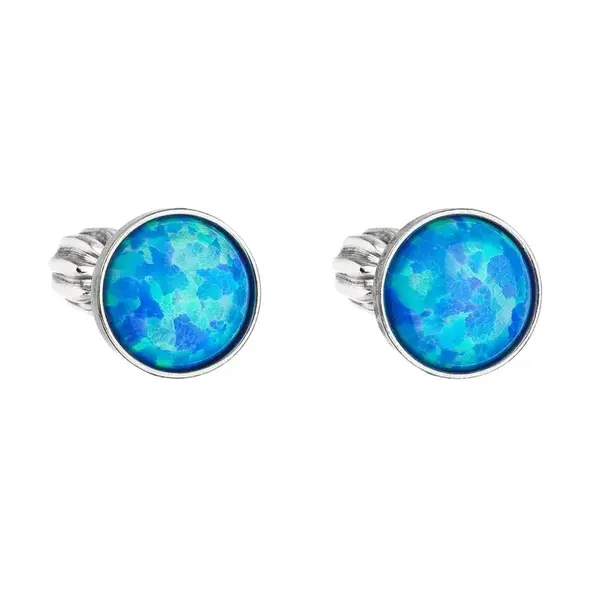 Evolution Group - Pavona Stříbrné náušnice s modrým syntetickým opálem 11001.3 blue