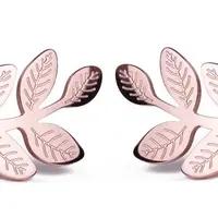Vuch Podélné bronzové náušnice Leaves Rose Gold