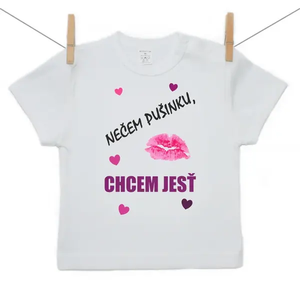 Boodyy Tričko s krátkym rukávom Nečem pusinku, chcem jesť 68 (3-6 mesiacov)
