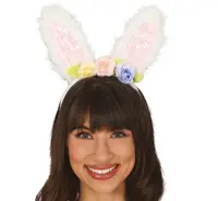 Čelenka Zajačie uši s kvetinami